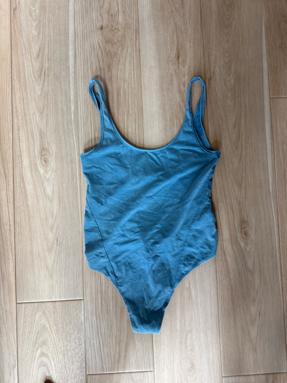 FP Movement by Free People Blue Scoop Neck Bodysuit